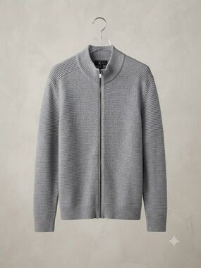 INC International Concepts Women's Light Gray Full-Zip Ribbed Knit Jacket